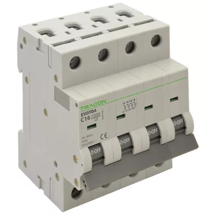   TRACON TDA 4P 1A C Kismegszakító, 4 pólus, C karakterisztika 1A, C, 4P, 10kA (TDA 4P C1A)