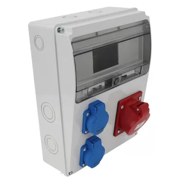 TRACON TDB04-11M Csatlakozó doboz, védelem nélkül Out:2×SCHUKO+1×16A(3P+N+E)