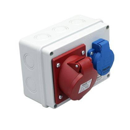   TRACON TDB06-0M Csatlakozó doboz, védelem nélkül Out:1×SCHUKO+1×16A(3P+N+E)