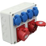   TRACON TDB08-0M Csatlakozó doboz, védelem nélkül Out:4×SCHUKO+1×16A(3P+N+E)+1×32A(3P+N+E)