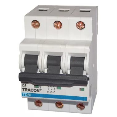 TRACON TDM 3P 40A B Kismegszakító, 3 pólus, B karakterisztika 40A, 10kA (TDM 3P B40A)
