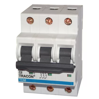   TRACON TDM 3P 10A C Kismegszakító, 3 pólus, C karakterisztika 10A, 10kA (TDM 3P C10A)