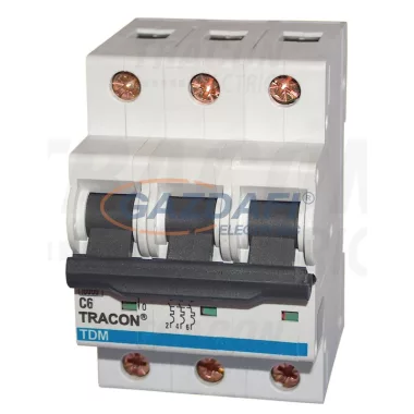 TRACON TDM 3P 50A C Kismegszakító, 3 pólus, C karakterisztika 50A, 10kA (TDM 3P C50A) TRACON TDM 3P 50A C Kismegszakító, 3 pólus, C karakterisztika 50A, 10kA (TDM 3P C50A)