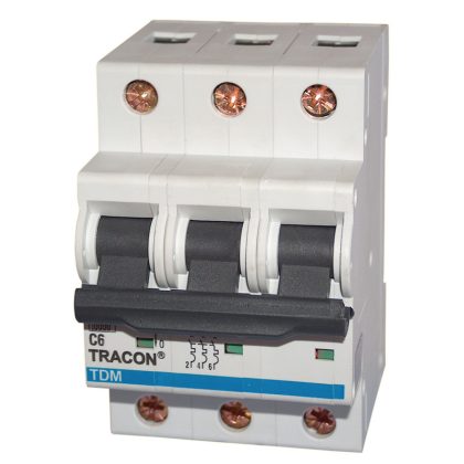 TRACON TDM-3D-40 Kismegszakító, 3 pólus, D karakterisztika 40A, 10kA