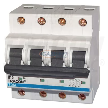 TRACON TDM 4P 10A C Kismegszakító, 4 pólus, C karakterisztika 10A, 10kA (TDM 4P C10A) TRACON TDM 4P 10A C Kismegszakító, 4 pólus, C karakterisztika 10A, 10kA (TDM 4P C10A)