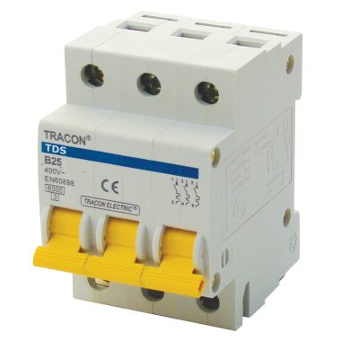 TRACON TDS-3B-40 Kismegszakító, színes karral, 3 pólus, B karakterisztika 40A, 6kA