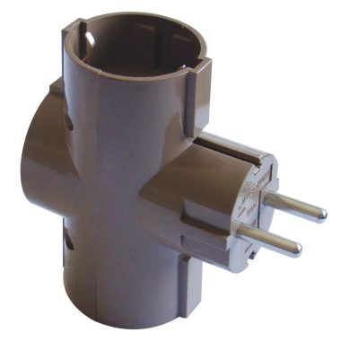 TRACON TDUGO-BARN Többférőhelyes átalakító csatlakozó, normál, barna 3×SCHUKO, max.16A, 250V