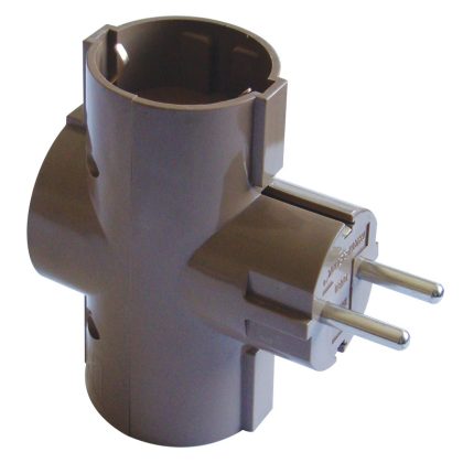   TRACON TDUGO-BARN Többférőhelyes átalakító csatlakozó, normál, barna 3×SCHUKO, max.16A, 250V