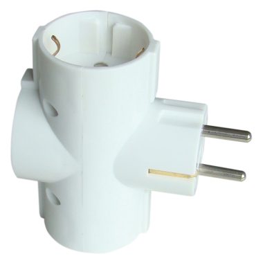 TRACON TDUGO9 Többférőhelyes átalakító csatlakozó, 90°, fehér 3×SCHUKO, max.16A, 250V (Tdf dugvilla)