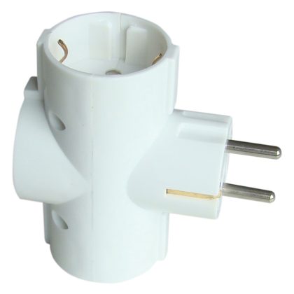 TRACON TDUGO9 Többférőhelyes átalakító csatlakozó, 90°, fehér 3×SCHUKO, max.16A, 250V