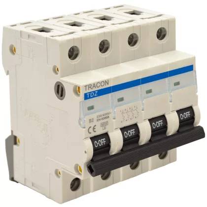   TRACON TDZ 4P 2A B Kismegszakító, 4 pólus, B karakterisztika 2A, 6kA (TDZ 4P B2A)