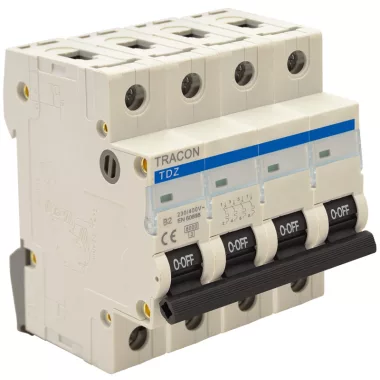 TRACON TDZ 4P 20A C Kismegszakító, 4 pólus, C karakterisztika 20A, 6kA (TDZ 4P C20A)