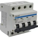 TRACON TDZ-4D-4 Kismegszakító, 4 pólus, D karakterisztika 4A, 6kA
