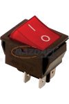 TRACON TES-42 Készülékkapcs., BE-KI, 2-pólus, piros, 0-I felirat, világító 16(6)A, 250V AC