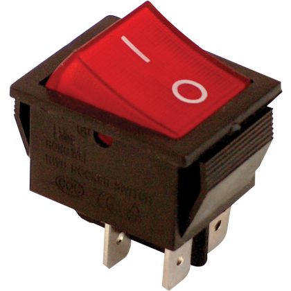  TRACON TES-42 Készülékkapcs., BE-KI, 2-pólus, piros, 0-I felirat, világító 16(6)A, 250V AC