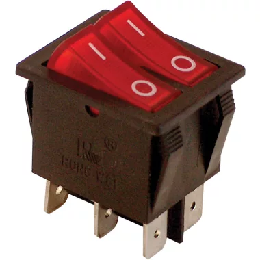 TRACON TES-43 Készülékkapcsoló, BE-KI, 2-áramkör, piros, 0-I felirattal 16(6)A, 250V AC