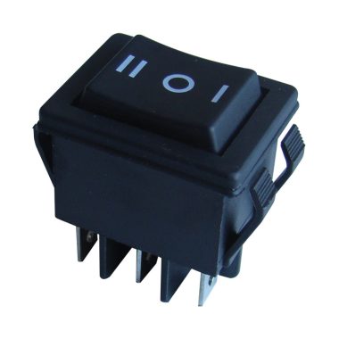 TRACON TES-52-2 Készülékkapcsoló, váltó, fekete, nyomókapcs., I-0-II felirat 16(6)A, 250V 