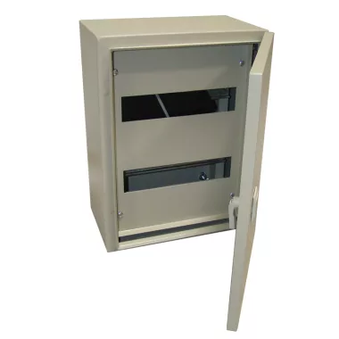 TRACON TFE403020M Fém elosztószekrény, maszkos, acél, szürke 2×12 mod, H×W×D=400×300×200mm, IP55