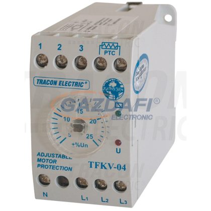  TRACON TFKV-04 Védőrelé, feszültségfigyelő 3 fázisra aszim/túlmel. véd 3x230/400V AC,+/-5% - +/-25%, 5A/250V AC