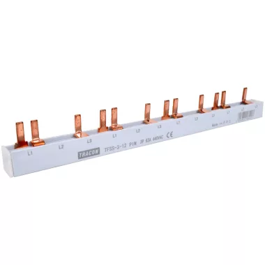 TRACON TFSS-3-12 Soroló sín - csapos kivitelű max.63A, 230/400VAC, 3P, 12modul, 215mm