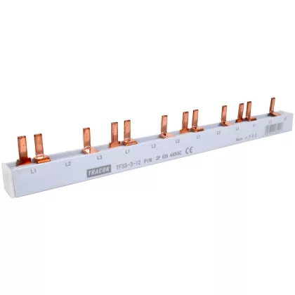   TRACON TFSS-3-12 Soroló sín - csapos kivitelű max.63A, 230/400VAC, 3P, 12modul, 215mm