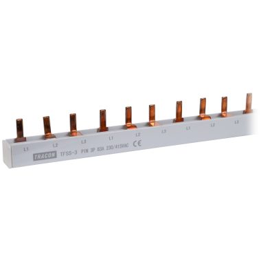 TRACON TFSS-3 Soroló sín - csapos kivitelű max.63A, 230/400VAC, 3P, 56modul, 1m TRACON TFSS-3 Soroló sín - csapos kivitelű max.63A, 230/400VAC, 3P, 56modul, 1m