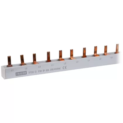   TRACON TFSS-3 Soroló sín - csapos kivitelű max.63A, 230/400VAC, 3P, 56modul, 1m