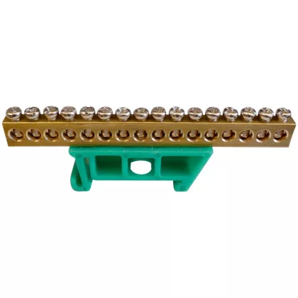 Földelő rézsín, DIN sínre, 16x10mm2, zöld