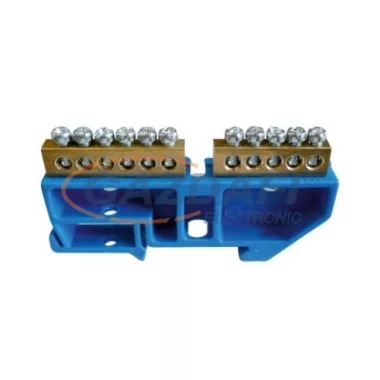 Földelő osztott rézsín, DIN sínre, 11x10mm2, kék