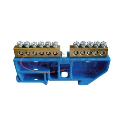 Földelő osztott rézsín, DIN sínre, 11x10mm2, kék