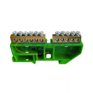 Földelő osztott rézsín DIN sínre, 11x10mm2, zöld