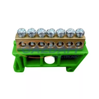 Földelő rézsín, DIN sínre, 7x10mm2, zöld