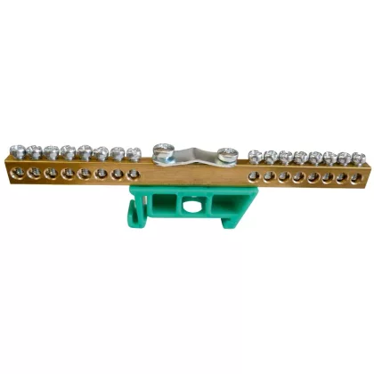 Földelő rézsín, DIN sínre, 11x10mm2+1x35mm2, zöld