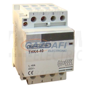 TRACON THK4-20-24 Installációs kontaktor 230/400V, 50Hz, 4P, 4×NO, 20/7A, 4/1,2kW, 24V AC