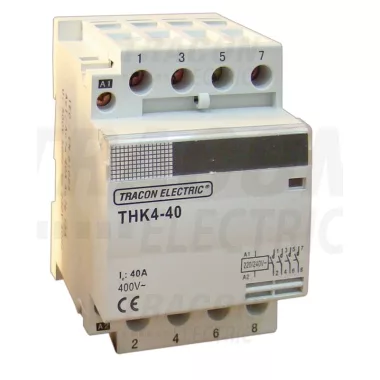 TRACON THK4-63 Installációs kontaktor 230/400V, 50Hz, 4P, 4×NO, 63/25A, 13/3,8kW, 230V AC
