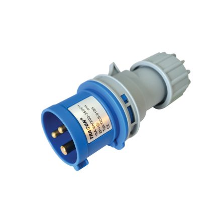 TRACON TICS-013H Ipari csatlakozó dugó, külső tömítőszelencével 16A, 250V, 2P+E, 6h, IP44