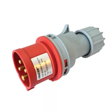 TRACON TICS-014H Ipari csatlakozó dugó, külső tömítőszelencével 16A, 400V, 3P+E, 6h, IP44