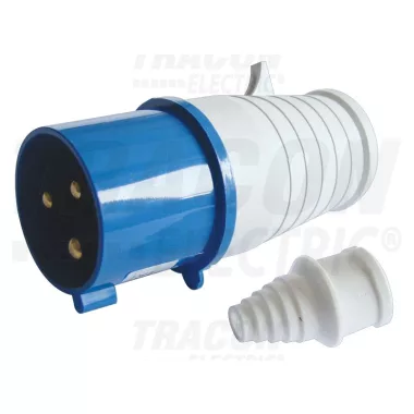 TRACON Ipari csatlakozó dugó, kábel törésgátlóval 32A, 250V, 2P+E, IP44