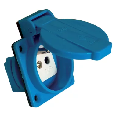 TRACON TICS-105SF Beépíthető csatlakozóaljzat, csapos védőérintkezővel, kerek 16A, 250V, 2P+E, IP54 (FRENCH)