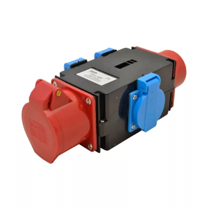 TRACON TICS-1605 Priză de distribuție multifuncțională 16A, IN / OUT 3P + N + E 6h, OUT 3x2P + E (Schuko), IP44 TRACON TICS-1605 Priză de distribuție multifuncțională 16A, IN / OUT 3P + N + E 6h, OUT 3x2P + E (Schuko), IP44