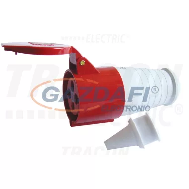 TRACON TICS-224L Ipari csatlakozó lengőaljzat, kábel törésgátlóval 32A, 400V, 3P+E, 6h, IP44