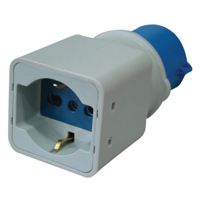 TRACON TICS-A1 Csatlakozó adapter, CEE/Schuko 16A, 250V, IN 2P+E 6h (CEE), OUT 2P+E (Schuk