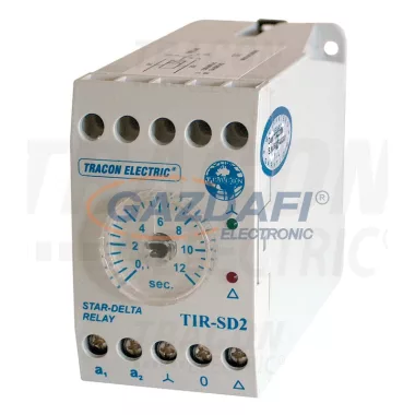 TRACON TIR-SD2 Csillag-delta időrelé 5A/250V AC, t1=0.1s-12s, t2=500ms