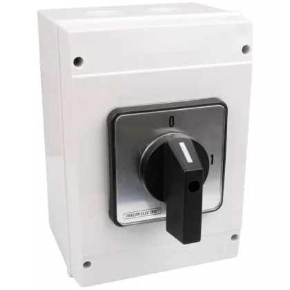   TRACON TK-169/3T65 Tokozott kézikapcsoló, BE-KI 400V, 50Hz, 160A, 3P, 37kW, 88×88mm, 90°, IP65