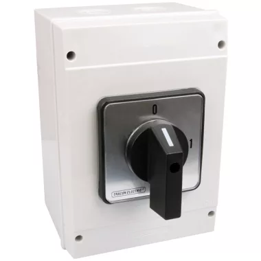 TRACON TK-169/4T65 Tokozott kézikapcsoló, BE-KI 400V, 50Hz, 160A, 4P, 37kW, 88×88mm, 90°, IP65