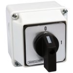   TRACON TK-259/2T Tokozott kézikapcsoló, BE-KI 400V, 50Hz, 25A, 2P, 7,5kW, 48×48mm, 90°, IP44