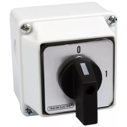   TRACON TK-259/4T65 Tokozott kézikapcsoló, BE-KI 400V, 50Hz, 25A, 4P, 7,5kW, 48×48mm, 90°, IP65