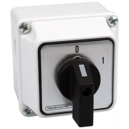   TRACON TK-326/3T65 Tokozott kézikapcsoló, BE-KI 400V, 50Hz, 32A, 3P, 11kW, 64×64mm, 60°, IP65