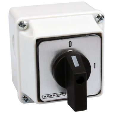 TRACON TK-329/3T65 Tokozott kézikapcsoló, BE-KI 400V, 50Hz, 32A, 3P, 11kW, 64×64mm, 90°, IP65