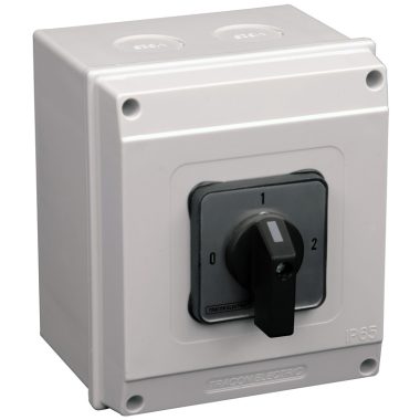 TRACON TKB-259/3T65 Tokozott választókapcsoló, 0-1-2 400V, 50Hz, 25A, 2×3P, 7,5kW, 48×48mm